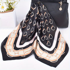 Vintage Chain Print Bandana Silk Square Scarf Shawl Neckerchief