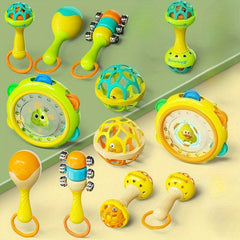 6Pcs Hand Cranked Bell Ball and Tambourine Toys