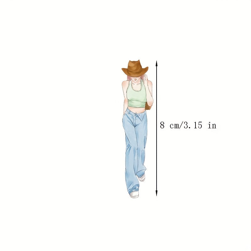 50pcs Female Figures Wear Stickers Decorative Album Material Stickers