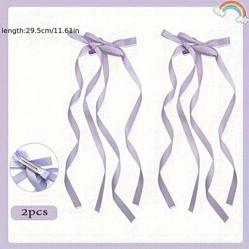 Y2K Long Ribbon Bowknot Hair Clip For Women