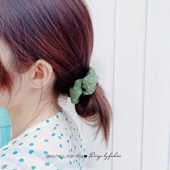 5pcs Heart Pattern Chiffon Scrunchies Silky Hair Tie Elastic Ponytail Holder