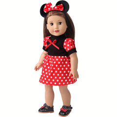2-Piece Christmas Dress & Hair Band Set for 18-Inch Dolls