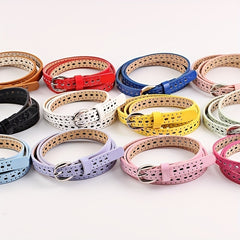 Candy Waist Belts Vintage Hollow PU Leather Belt Pants Jeans Belt For Women