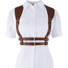 Women's PU Leather Harness Belt Punk Body Chain Waist Belt Halter