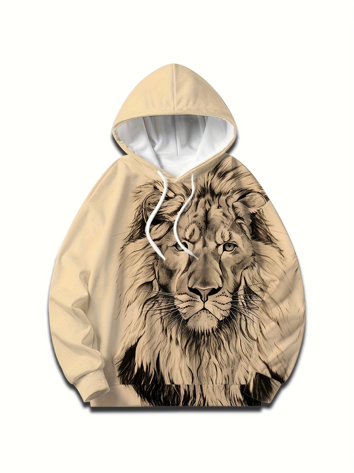 Men's Lion 3D Print Hoodie Graphic Pullover for Autumn Winter