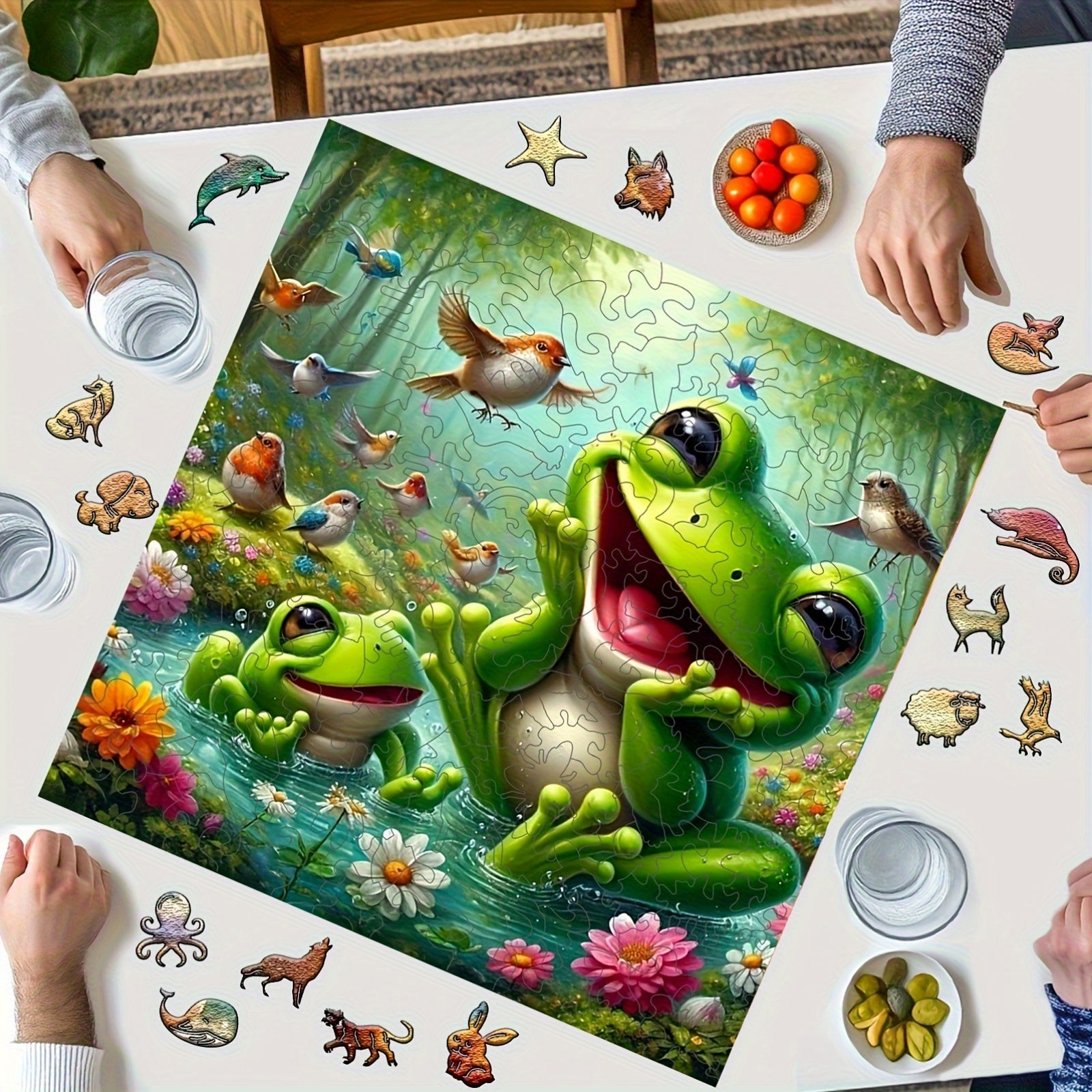 Big Eyed Frog Jigsaw Puzzle Challenging Irregular Wooden Puzzle