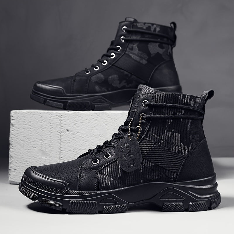 Men's High Heel Camo Ankle Boots for Street Style