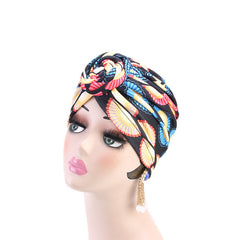 Swirl Knotted Turban Cap Elastic Hair Bonnets Women's Hat Night Cap