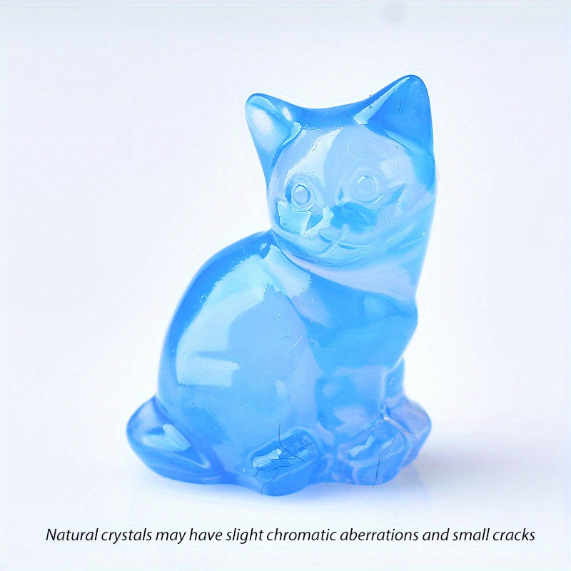 1pc Crystal Carved Cat Pocket Gift Healing Stone Moonsto