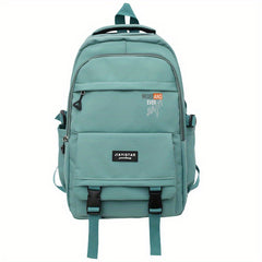 Letter Print Front Zip Backpack Purse Large Capacity Pockets Schoolbag