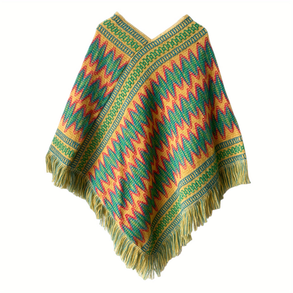 Boho Striped Shawl Contrast Fringed Blanket National Style Travel Shawl