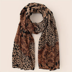 Leopard Print Scarf Breathable Casual Shawl Gauze Scarves Windproof