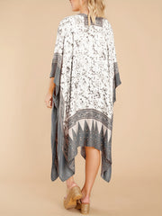  Geometric Print Bat Sleeve Cover Up Robe