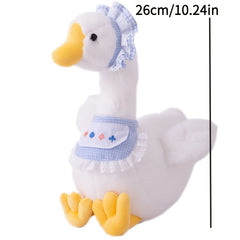 Adorable Goose Plush Doll in Bonnet & Apron Soft Polyester Stuffed Animal