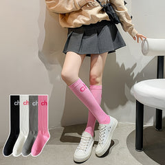 Letter Print Calf Socks Women's Knee High Stockings