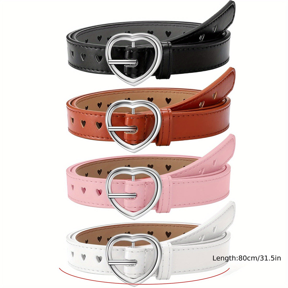 4pcs Heart Buckle Jeans Strap Men