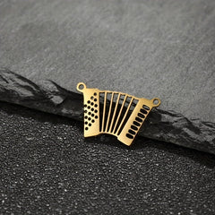 5pcs Stainless Steel Accordion Music Connector for DIY Jewelry Making