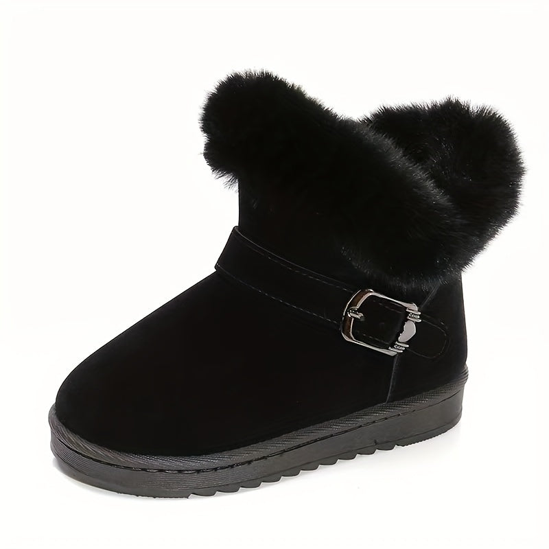 Girls' Slip On Snow Boots Soft & Warm Fleece Indoor Outdoor Walking