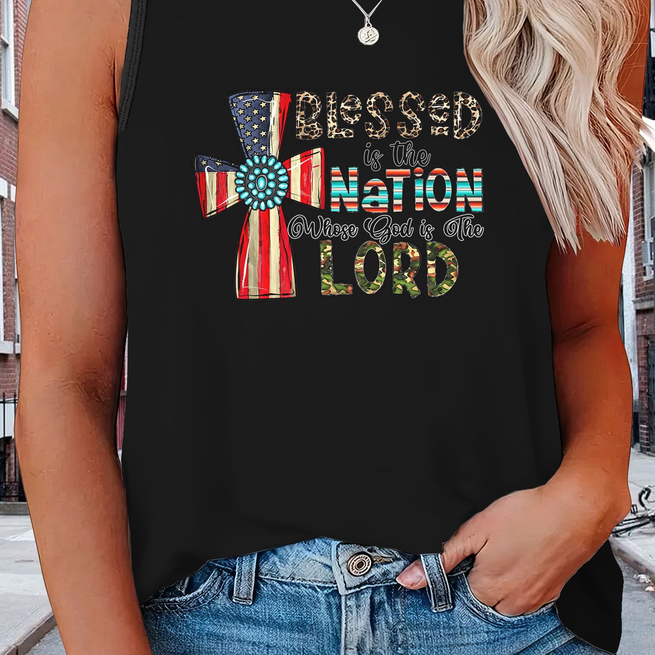  Independence Casual Tank Top Women's Plus Graphic Slogan Print