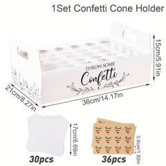 Rustic Wedding Paper Cone Holder Box Confetti Tray