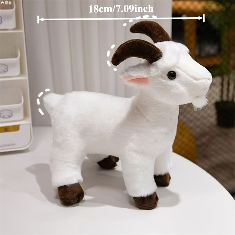 Soft Goat Plush Toy with Expressive Eyes & Horns