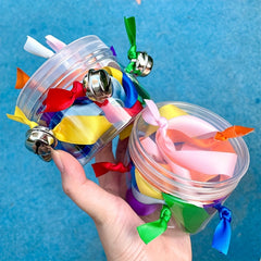 Drawstring Sensory Toys Rainbow Ribbon With Bell Fidget Toy Party Favors