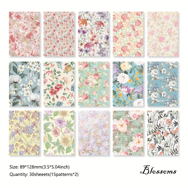 30 Sheets Floral Scrapbook Paper for Journaling & Scrapbooking