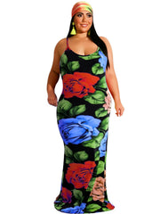 Floral Print Crisscross Backless Maxi Dress