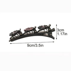 Crystal Stone Braided Hair Clips Lucky Clover Rhinestones
