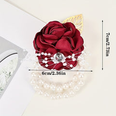 Faux Pearl Beaded Flower Wrist Band Wedding Decoration