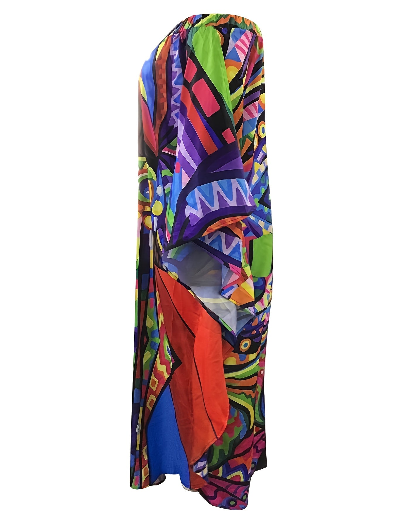  Figure Print Off Shoulder Maxi Dress