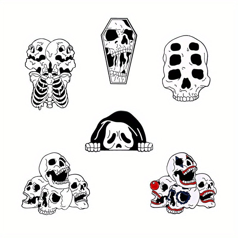 20pcs Halloween Enamel Pin Ghost Punk Bone Goth Brooches Backpack