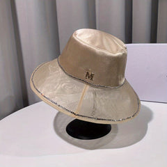 Mesh Bucket Hat Rhinestone Sun Hat Organza Lightweight
