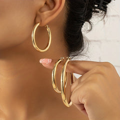 6 Golden Hoop Earrings Hip Hop Style Alloy Jewelry Female Gift Daily