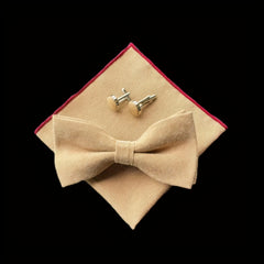 Men's Cotton Bowtie Or Necktie Pocket Square Cufflink Set