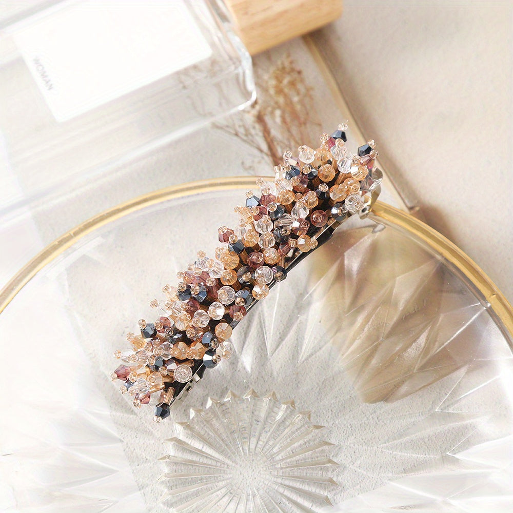 Crystal Beaded Barrette Hair Clip for Women Girls Hair Accessories