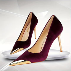 Women's Metal Toe High Heels Stilettos Dress Pumps