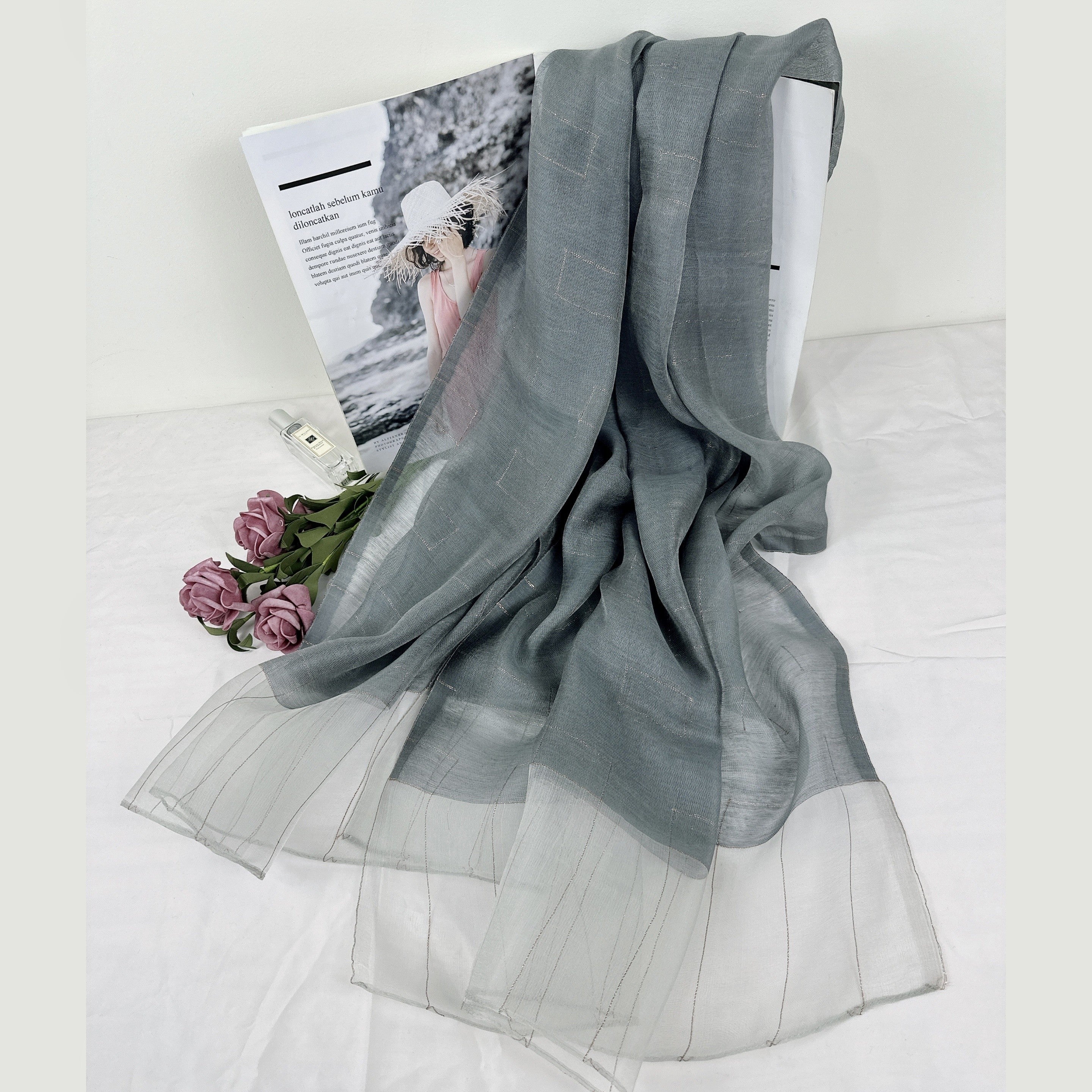 Thin Silk Scarf Breathable Sunproof Shawl for Spring & Summer