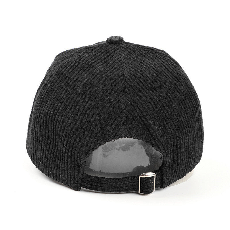 Solid Corduroy Strapback Cap Baseball Hat