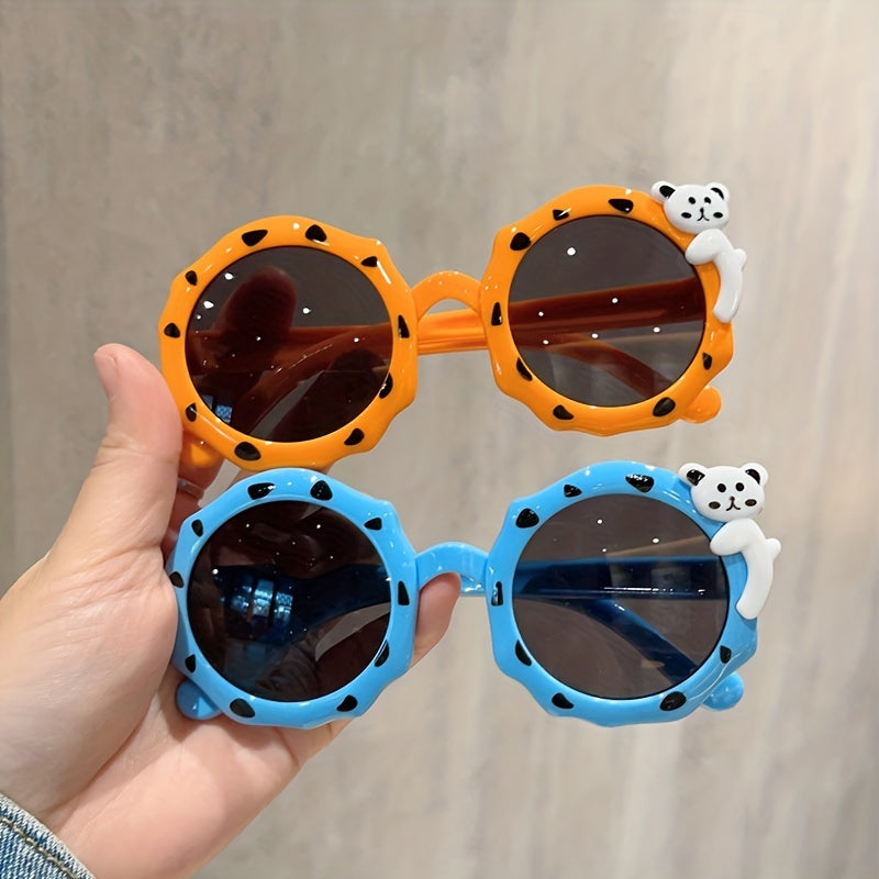 2pcs Kids Spotted Polygon Sunglasses, Cartoon Gift