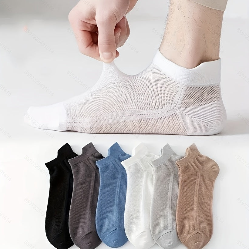 5pairs Boys Kids Casual Thin Mesh Low Ankle Socks For Spring Summer