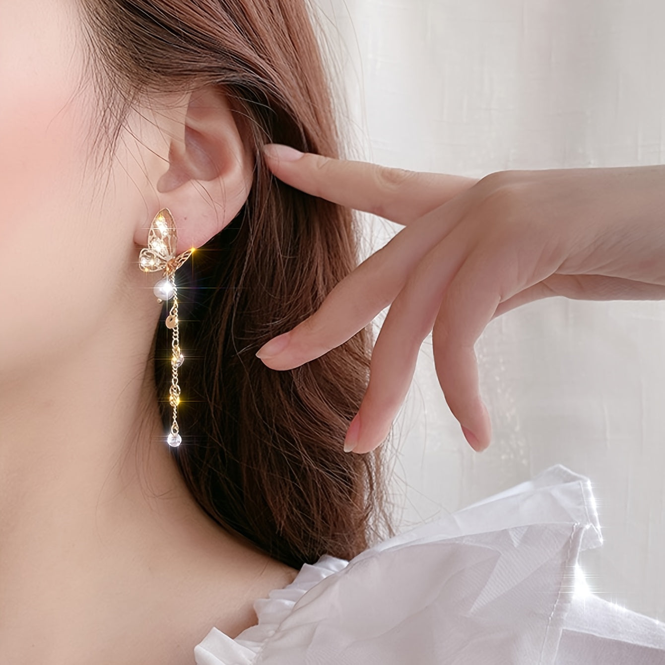 Butterfly Zircon Tassel Earrings 14K Plated Women Party Favors