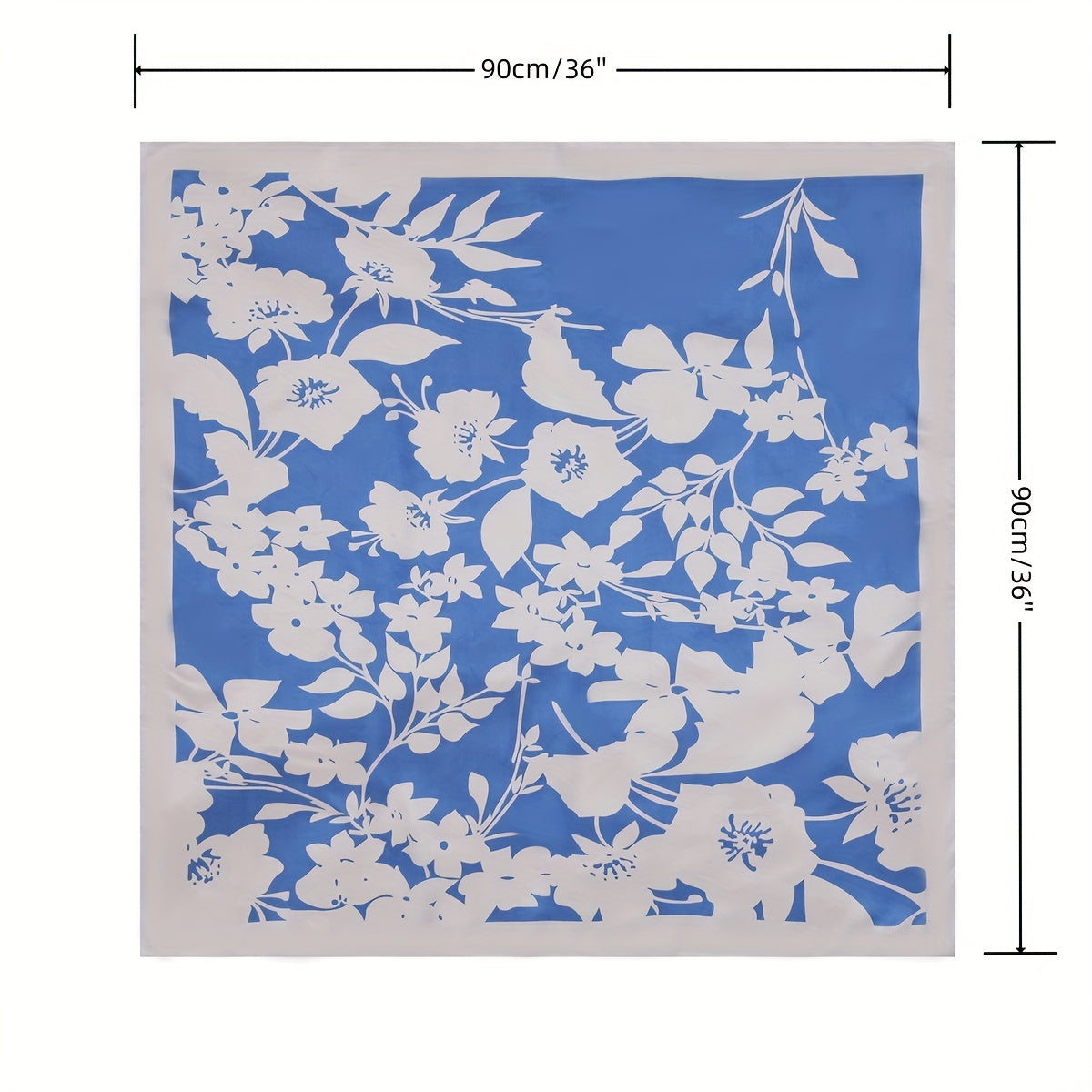 Silk Large Square Scarf Flower Printed Shawl Wrap Soft Comfortable Headscarf