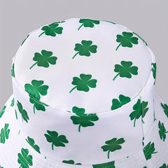 Lucky Clover Print Bucket Hat Reversible Green Couple Basin Hat