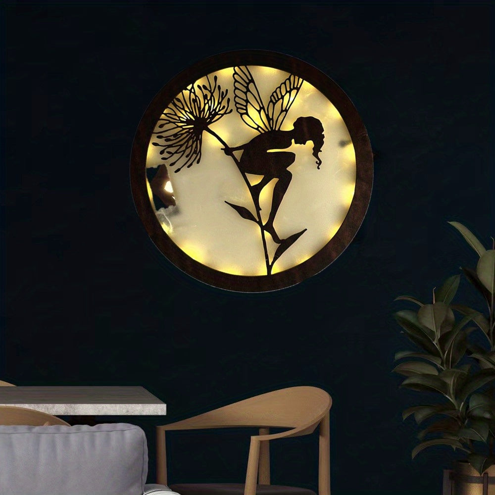 Children's Room Angel's Wings LED Wooden Wall Sticker Pendant