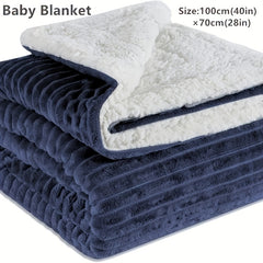 Navy Sherpa Fleece Baby Blanket Reversible Warmth for Kids & Toddlers