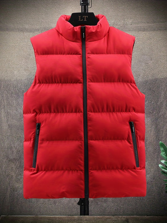 Men's Down Vest Puffer Jacket Zip Pockets Winter Sports