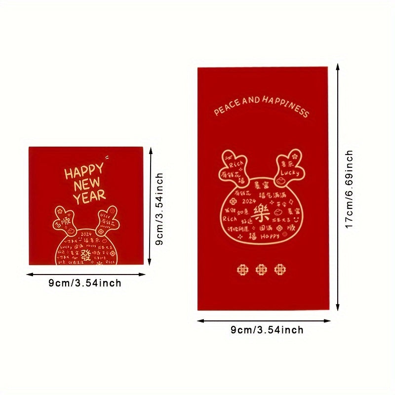 6pcs Cartoon Spring Dragon Year Red Envelope Lucky Money Packet