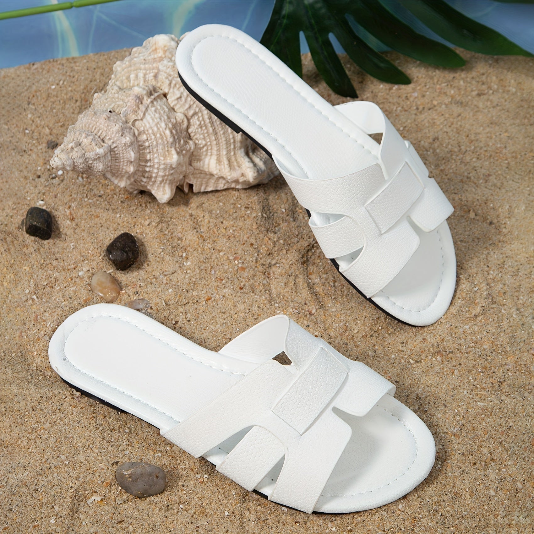 Women's Casual Flat Slide Shoes Open Toe Slip-On Indoor/Outdoor Slides