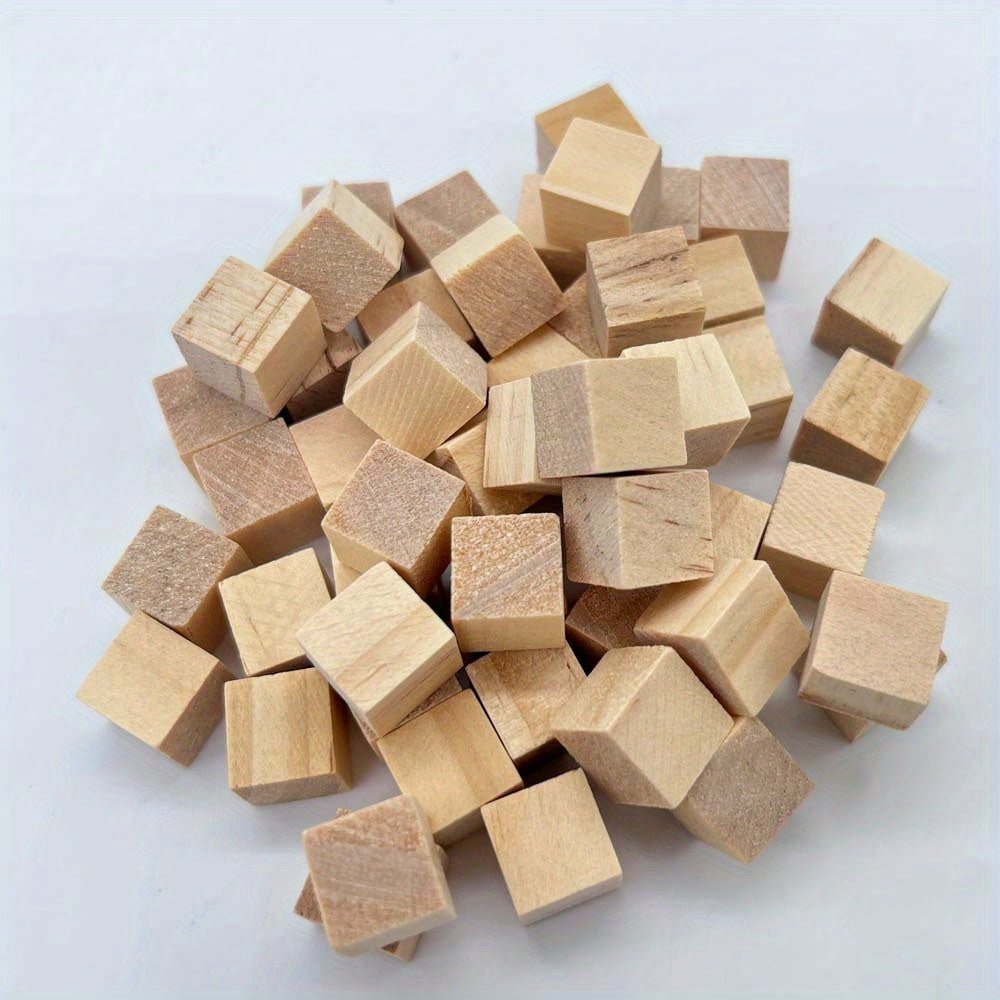 50pcs Unfinished Small Wood Cubes For Crafts And Puzzle Making